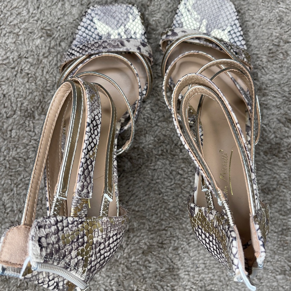 Snakeskin print heels